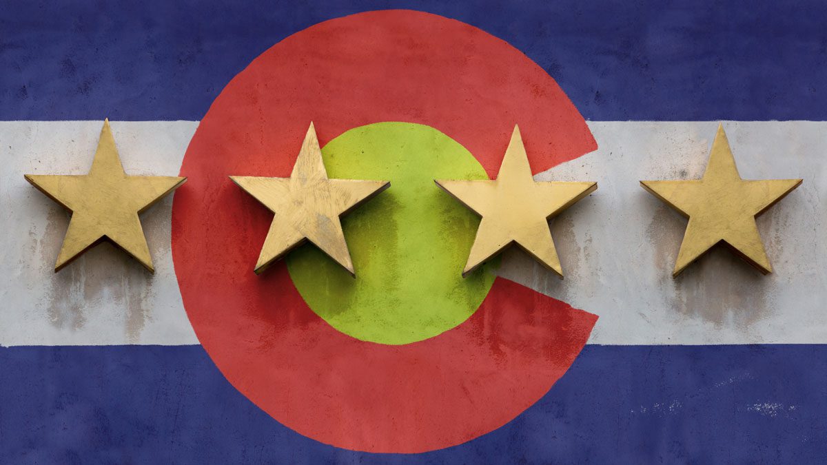 Four star stock photo with flag of Colorado mural
