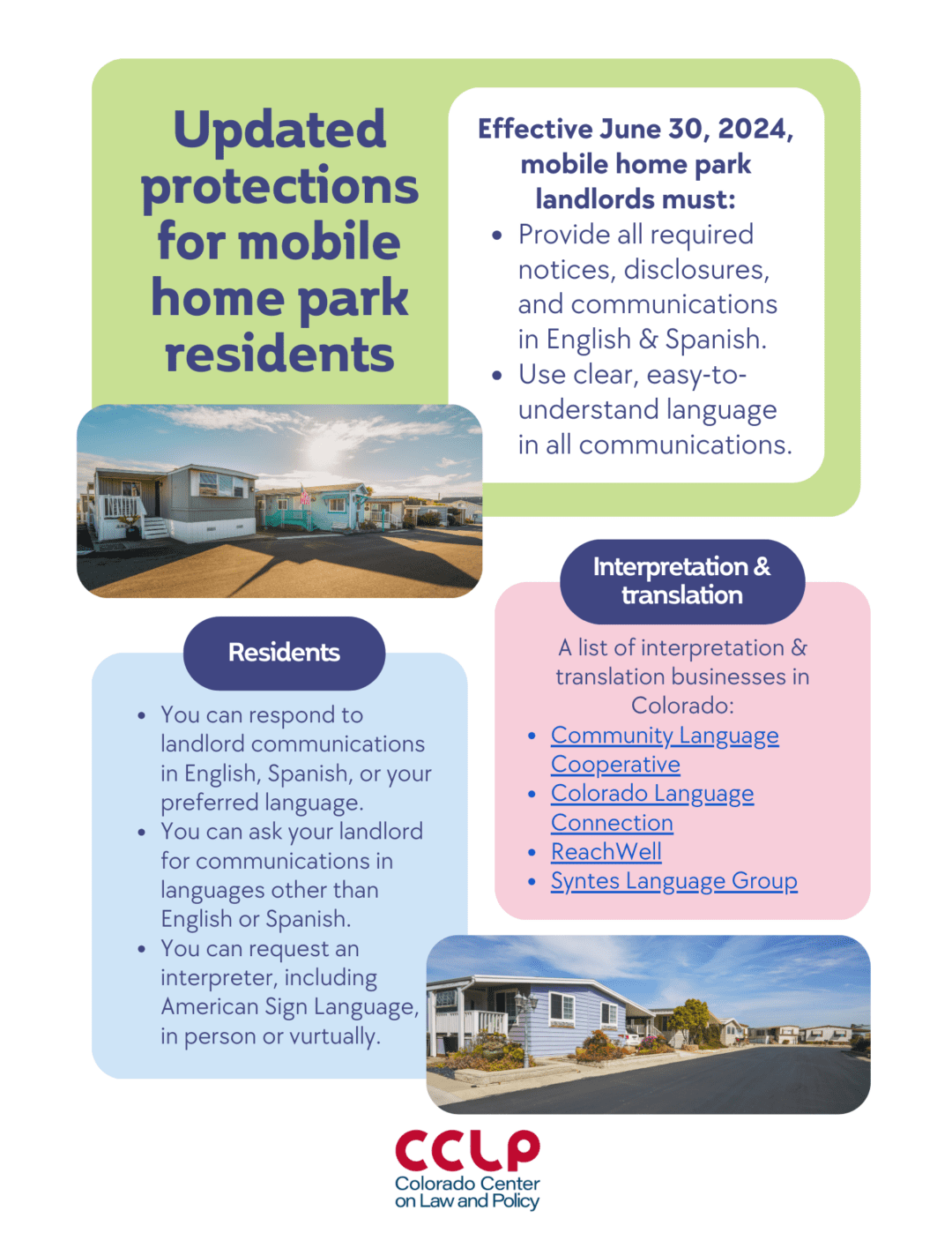 Protections for mobile home park residents / Protecciones actualizadas para residentes de parques de casas móviles