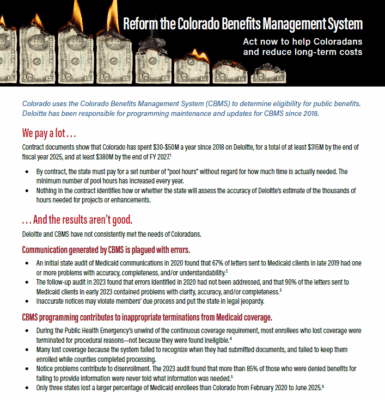 Reform the Colorado Benefits Management System