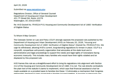 CCLP Public Comment on Housing Assistance for Mixed Status Families
