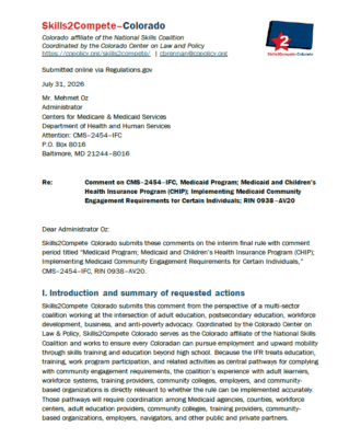 Skills2Compete Public Comment on the Medicaid Interim Final Rule