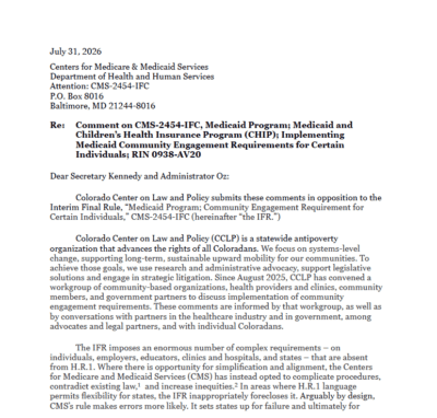 CCLP Public Comment on Medicaid Interim Final Rule
