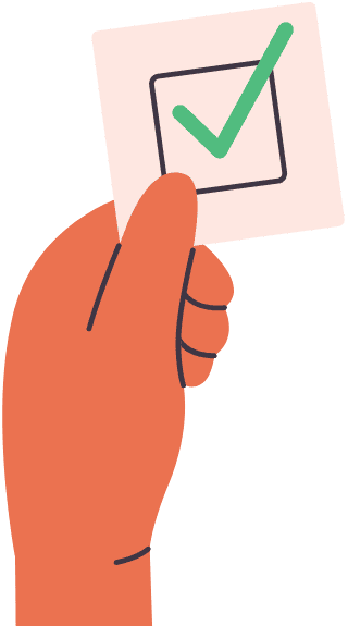 Hand holding "yes" ballot with green "check"